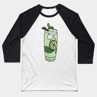 Mojito Watercolor Cocktail Illustration Baseball T-Shirt